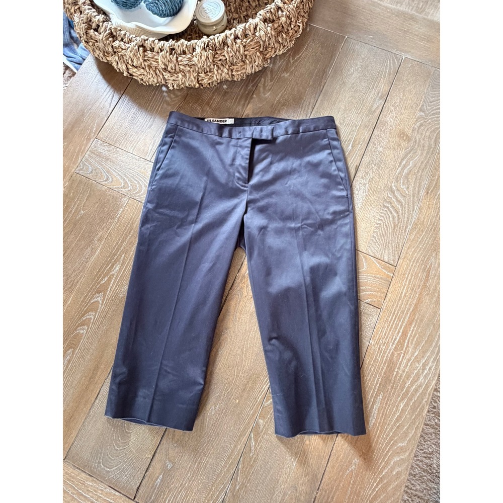 Jil Sander Cropped Trousers Womens Navy Blue Size 36